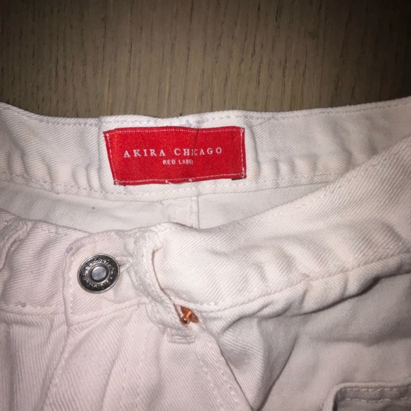 Akira White Destructed Stretchy High Waist Denim Shorts size Small - Picture 5 of 5